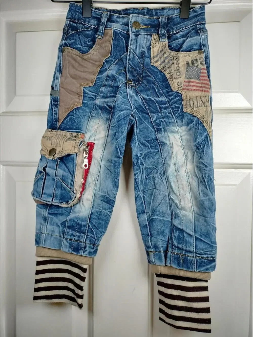 Rocking Style Toddler Boys Patchwork Distressed Moto Jeans 4T Sloth Just Hanging